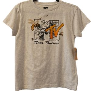 THEREABOUTS BOYS HEATHER GRAY SHORT SLEEVE TEE-SHIRT "M-TV" SIZE MEDIUM 10/12